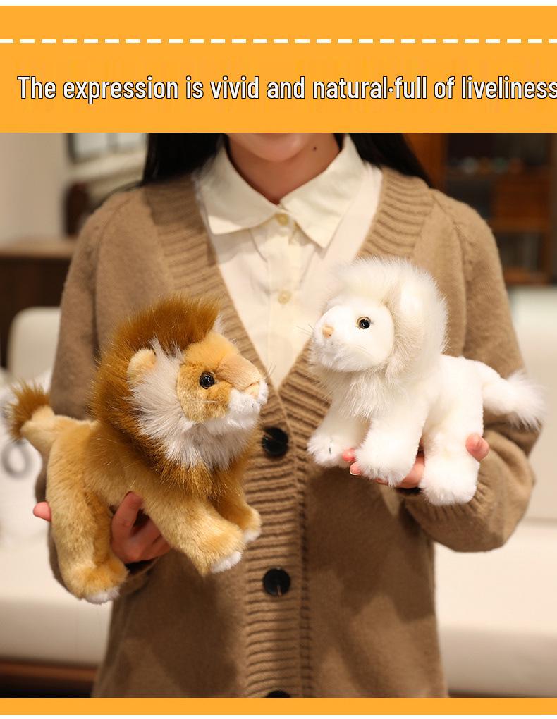 White Lion King Plush Toy - Cute Zoo Stuffed Animal Doll Birthday Gift