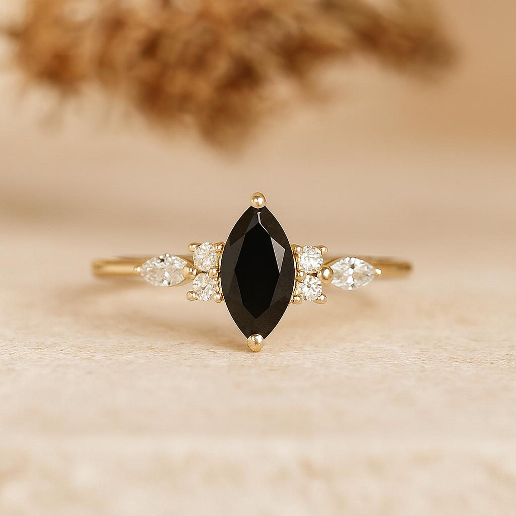 

Natural Onyx Engagement Ring Women s Fine Jewelry Christmas Gift For Her December Birthstone Ring Stacking Gold Band Q розовый