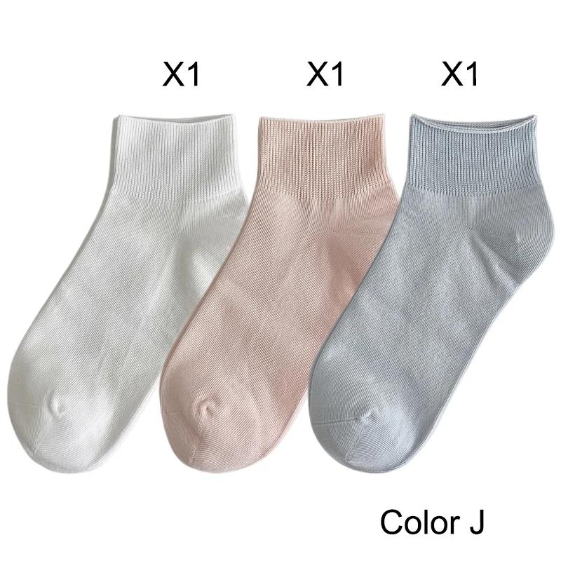 3 Pairs Women's Short Socks Candy Color Summer New Plain Cotton Socks Set Breathable Casual Comfy Soft Colorful Socks For Women