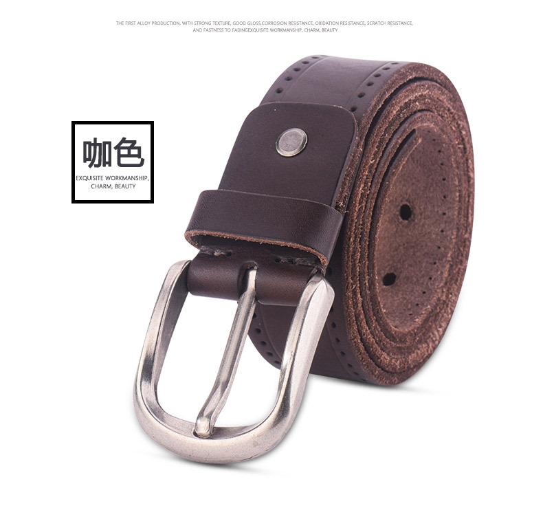 Manufacturer Direct Sales Top Layer Cowhide Men's Genuine Leather Belt Amazon Hot Item Washed Casual Retro Needle Buckle Belt