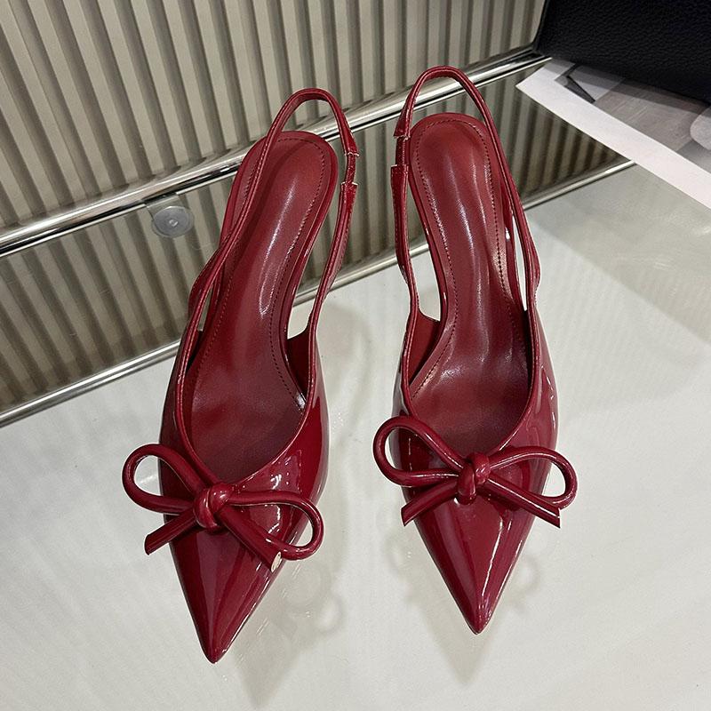 Fashion Red Footwear Women High Heels Pumps Shoes New In 2025 Fashion Butterfly-Knot Female Slingbacks Pointed Toe Ladies Heels Shoes