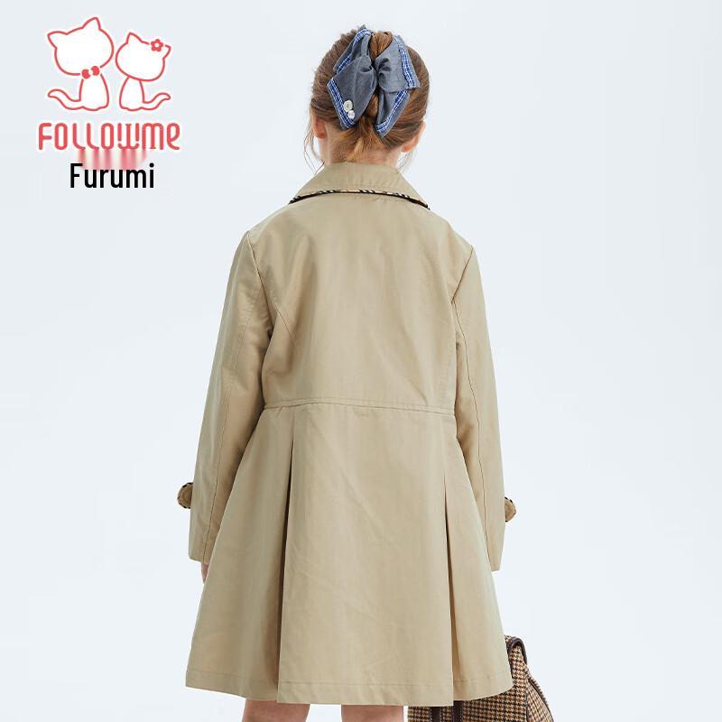FLOOMY Girls' British Style Single-Breasted Trench Coat