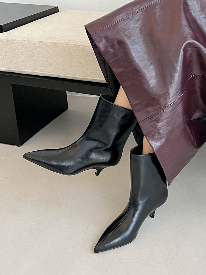 Boots Women's 2025 New Popular Autumn and Winter Pointed Kitten and Long Boots Wide Tube High Heel Short Boots Women's Boots