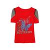 New European Brand Women's Clothes T-shirt Sexy V-Neck Luxury Butterfly Hot Diamonds Girls Tops Fashion Summer Short Sleeve Tees