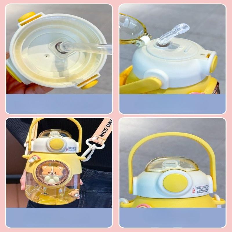 820ml Kids Water Sippy Cup Cartoon Water Bottle With Straw and Handle Portable Drinking Bottle Cup for Children Student School Sports Water Bottle