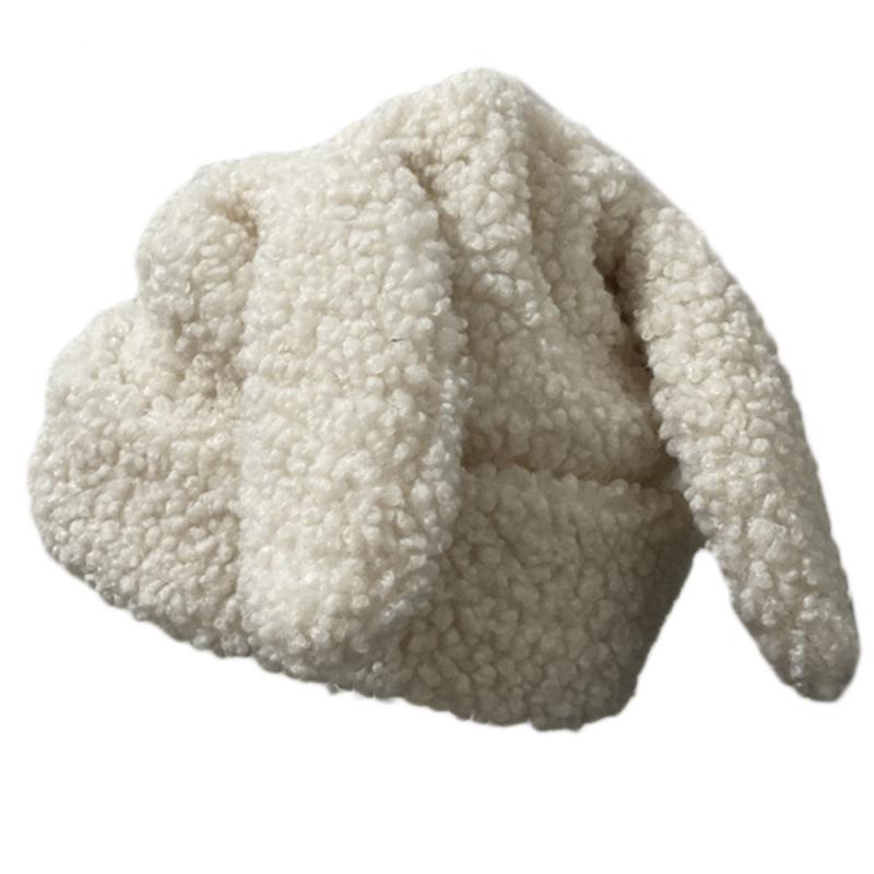 Solid Color Rabbit Ears Knitted Hat Funny Knit Hat Woolen Hat Fashion Trendy Wild Pile Hat Ear for Protection Windproof