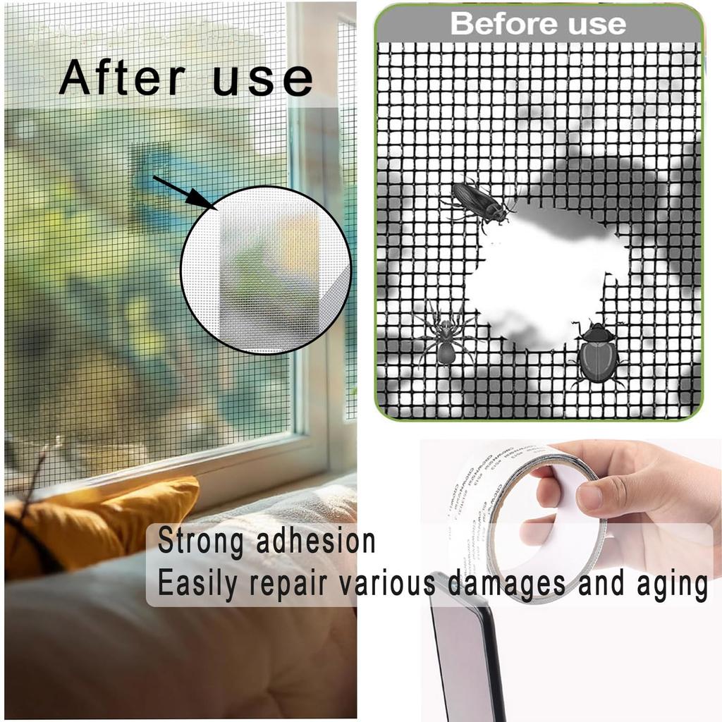 1/3/5PCS Strong Adhesive Window Screen Repair Tape Fiberglass Screen Tape Mesh Repair for Covering Doors Mesh Cage Tears Holes