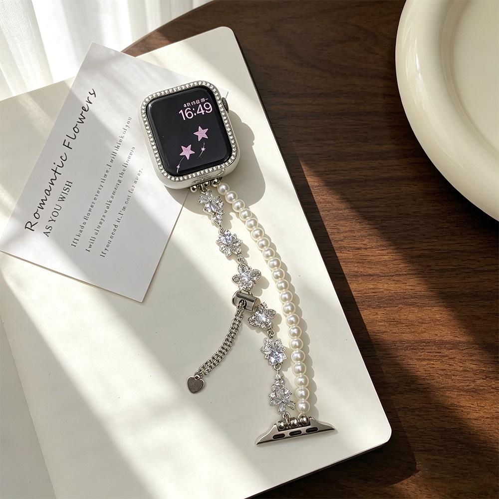 Diamond & Pearl Chain Watch Strap for Apple Watch Series 2-10