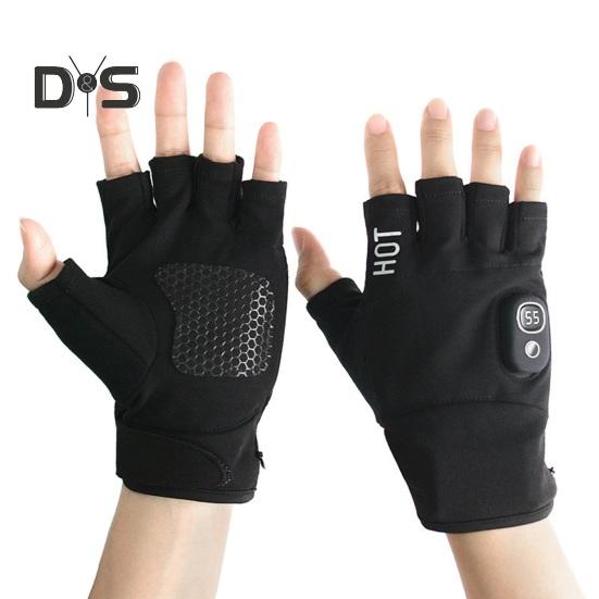 

1 пара перчаток с подогревом и 3 температурными режимами, застегивающиеся на ленту, перезаряжаемые перчатки без пальцев, зимние варежки с подогревом чёрный