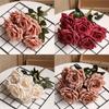 Artificial Rose Bouquet With Colored Silk Flower For Wedding And Home Decor