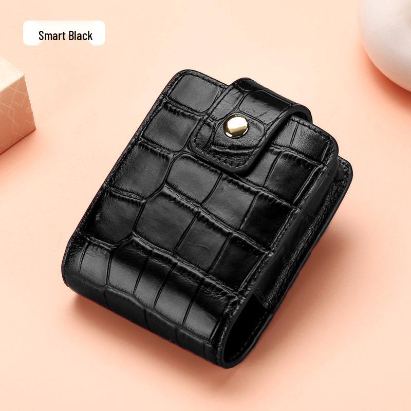 Crocodile Pattern Portable Cowhide Makeup & Coin Pouch with Mirror