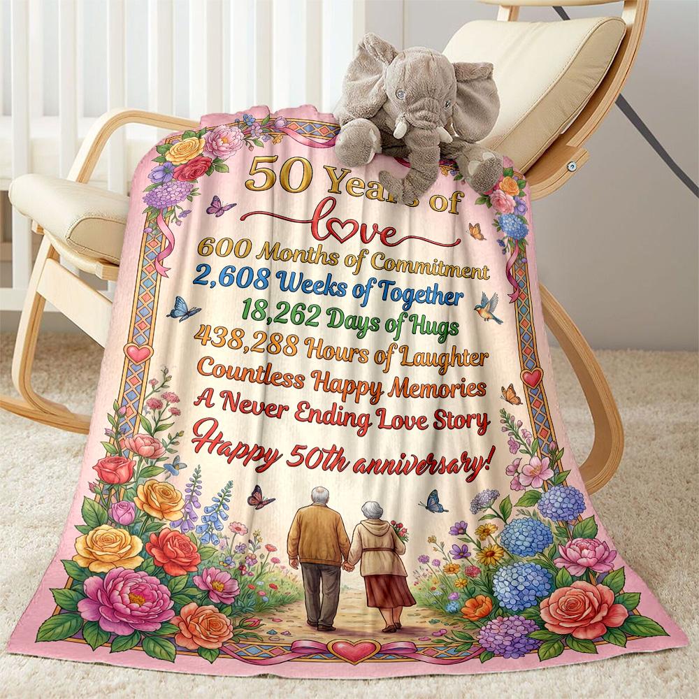 50th Anniversary Celebration Blanket Ultra-Soft Perfect for Sofa Livingroom Bedding All-Season Use Warmthful Decor