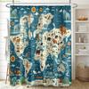 1pc Cartoon World Map Shower Curtain | 180x180cm, Playful Animal-Themed, Polyester Material, Modern Style for Bathroom Use, Wh