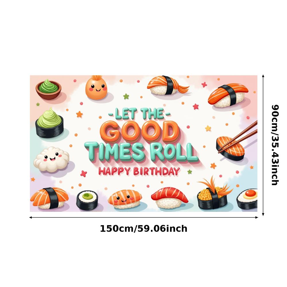 

Birthday Celebration Banner Food Theme Banner Kids Party Decoration Cute Characters Sushi Birthday Banner For Kids Party Party