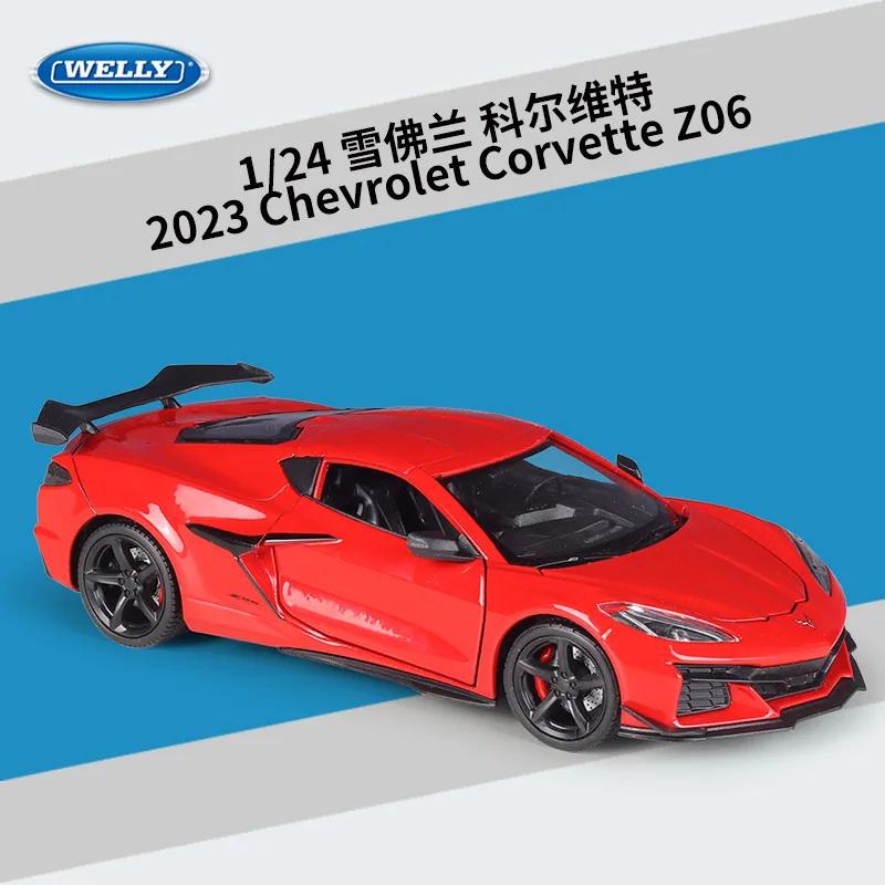 

WELLY New 1:24 Chevrolet Corvette Z06 2023 Alloy Car Diecasts & Toy Vehicles Car Model Miniature Scale Model Car For Children красный