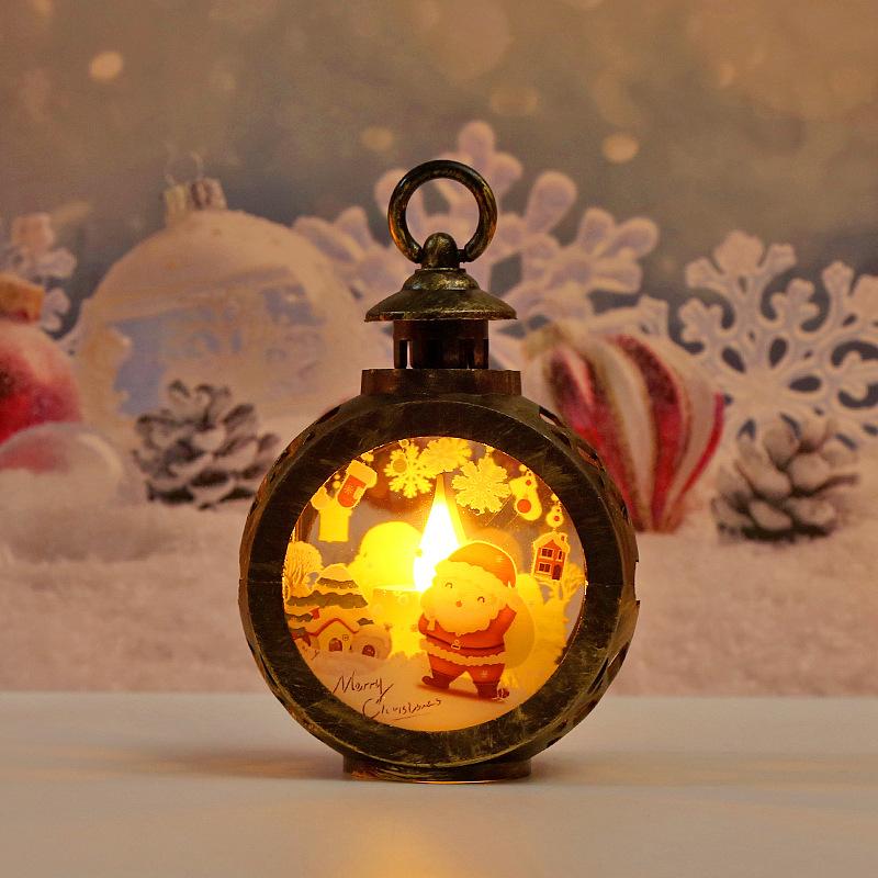 

Светодиодный светильник Санта-Клауса Рождественская ретро-свеча ветряная лампа на Новый год Рождественский подарок Снеговик Украшение дома 2