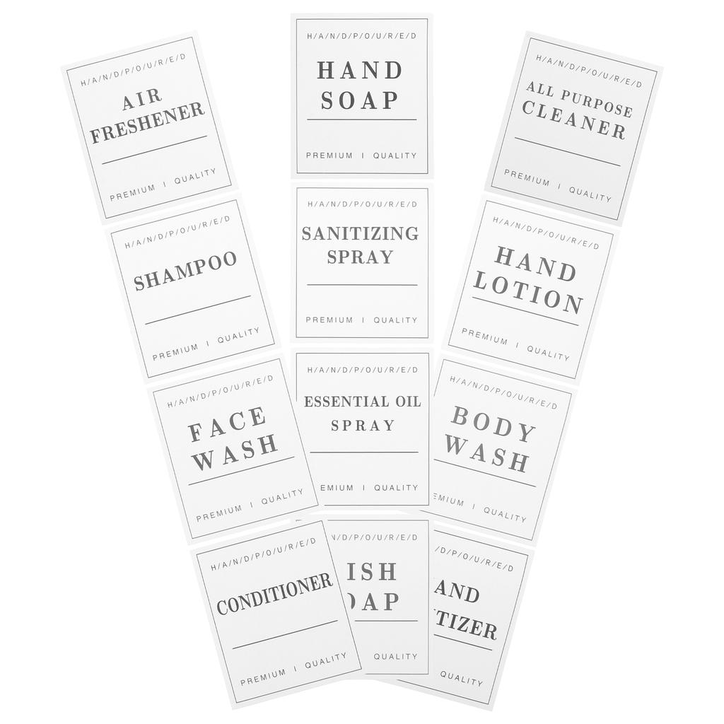 12 Pcs Body Wash Bottle Label Sticker Bathroom Shampoo Labels for Containers Adhesive Glass