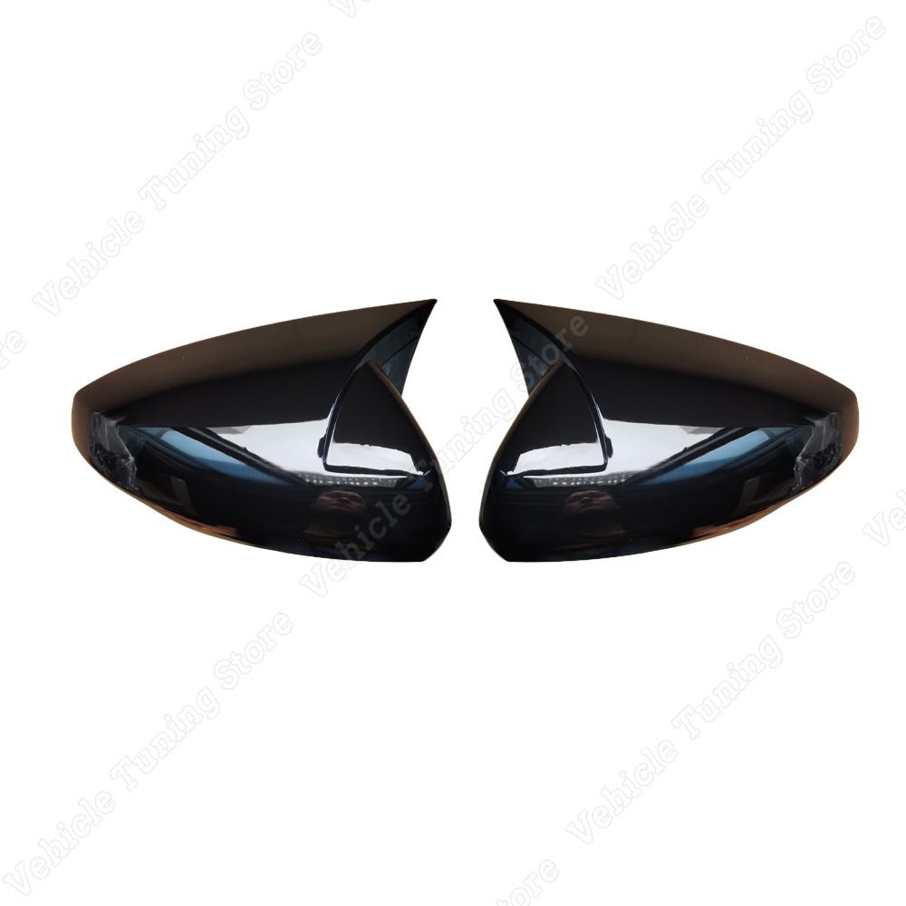 For Volkswagen POLO MK6 2pcs Gloss Black Car Rear View Mirror Cover Caps Trim Shell Frame POLO 6 MPI GTI GTD TSI TDI