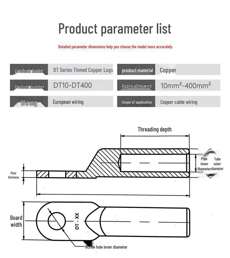 Tinned Copper Wire Terminals DT240/300/400 - Closed-End Connectors