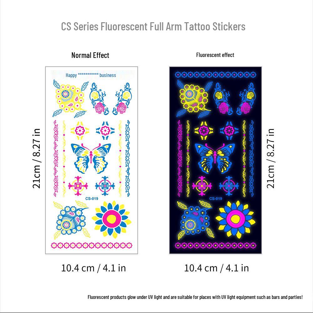 Creative Fluorescent Waterproof Full Arm and Face Tattoo Sticker