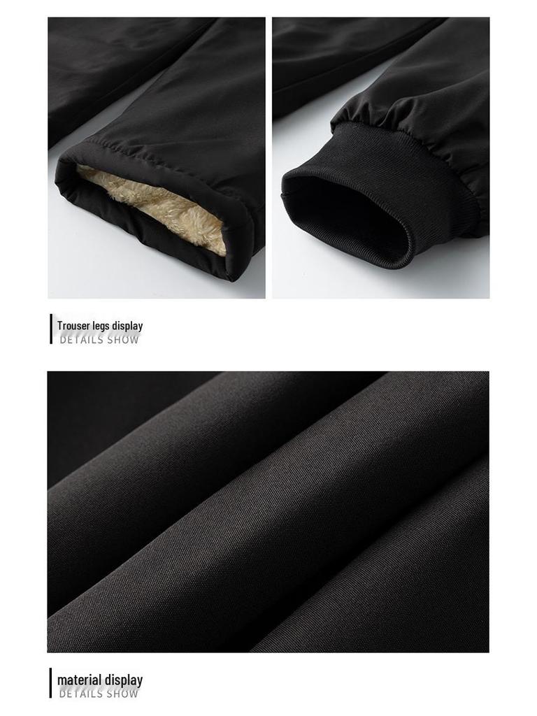 Men's Plus Size Fleece-Lined Lambswool Pants - Warm, Waterproof, Windproof, Loose-Fit Sweatpants