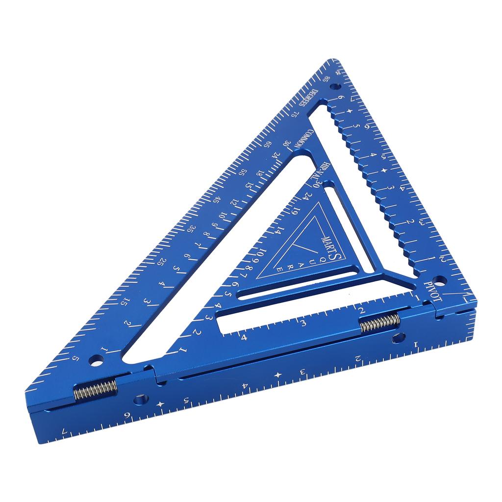 Echer pentru căpriori Aliaj de Aluminiu Riglă Triunghiulară Raportor Echer de Tâmplar cu Bloc de Ghidaj pentru