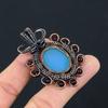 Blue Chalcedony Gemstone Pure Copper Wire Wrapped Handmade Pendant Jewelry