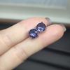 Four-Claw Round Purple Diamond Stud Earrings Simple 8Mm Greenstone 2 Carats Ear Holes Unisex
