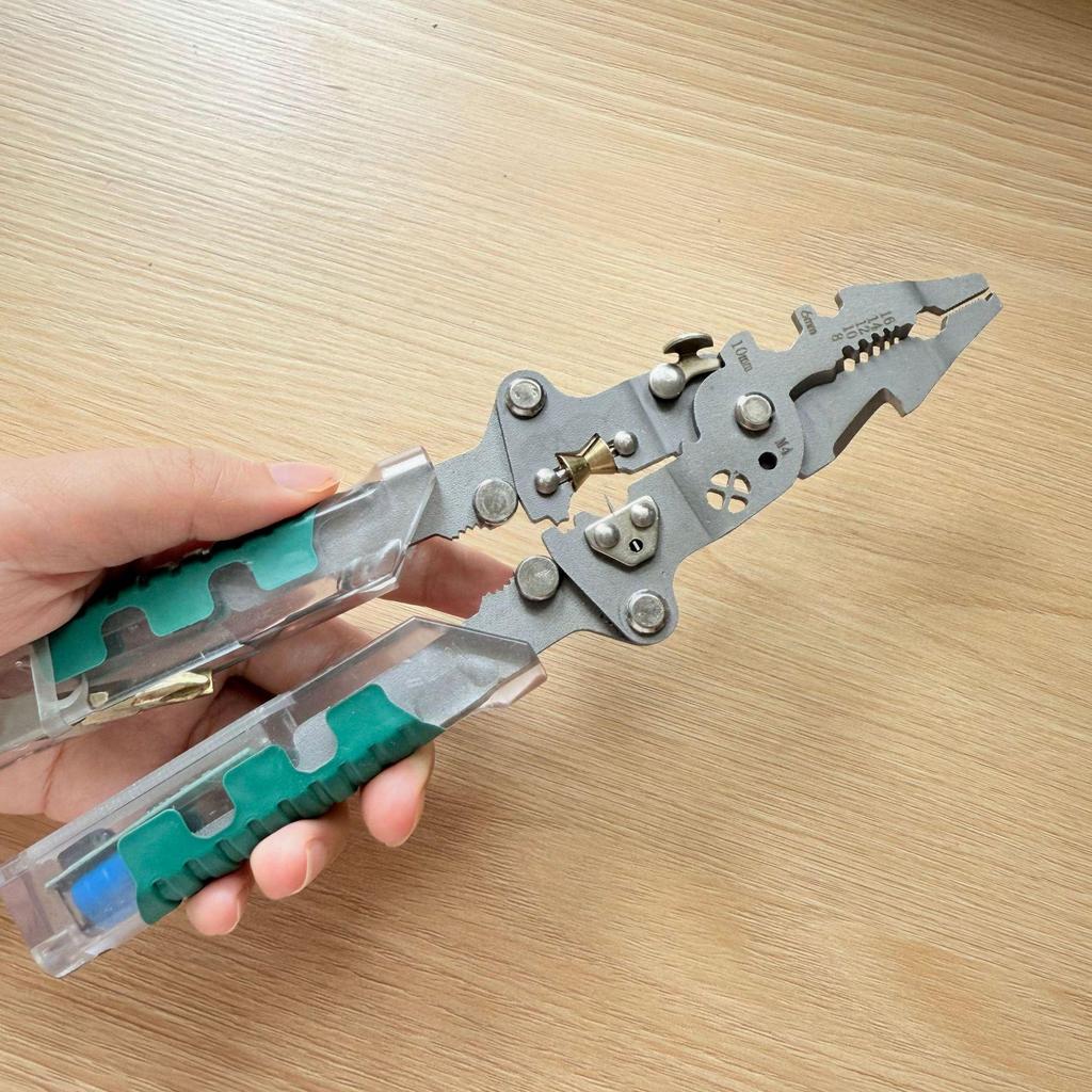 Multi-Function Wire Stripper & Crimping Pliers with Test Pen and Wire Splitter
