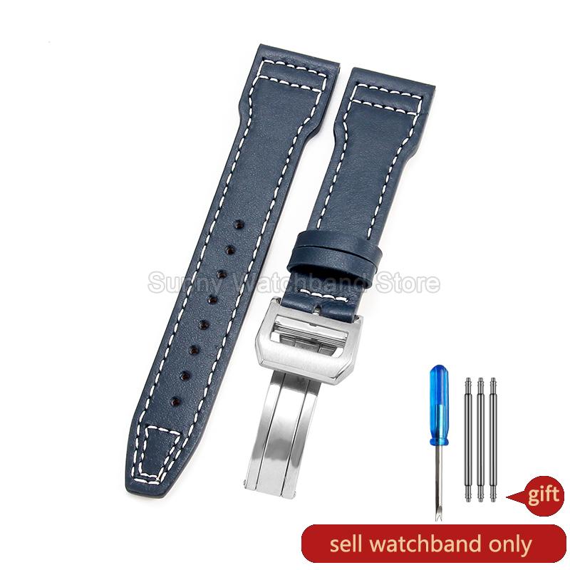 Coffee Black 20 21 22mm for IWC Portofino Le Petit Prince Portugieser Cowhide Watch Band Special Interface Needle Buckle Durable