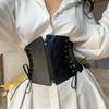 High Waist Zipper Cummerbunds PU Leather Wide Waist Belt Personality Female Waistband  Dress