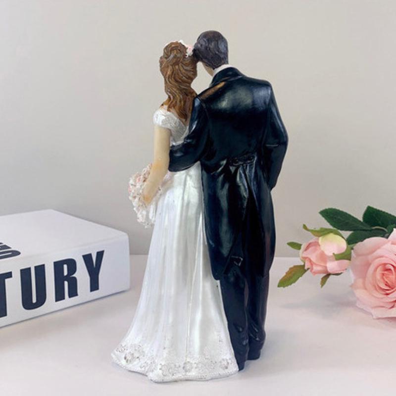 Topper Elegant Tort Nuntă Mire & Mireasă - Decorațiune pentru Aniversare, Petrecere Burlăcițe, Petrecere de Logodnă