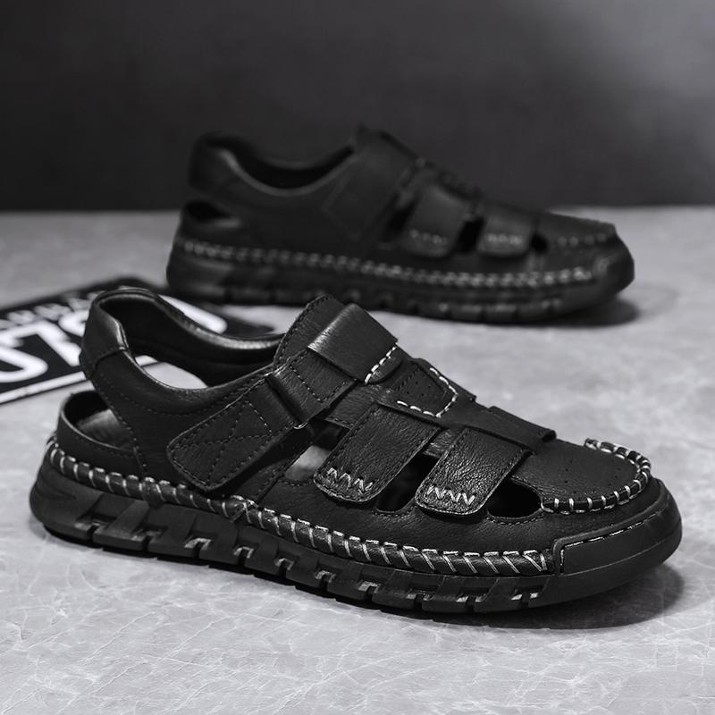 

Мужские сандалии, большие размеры, сандалии ручной работы, дышащие повседневные кроссовки, сандалии для мужчин 41 чёрный