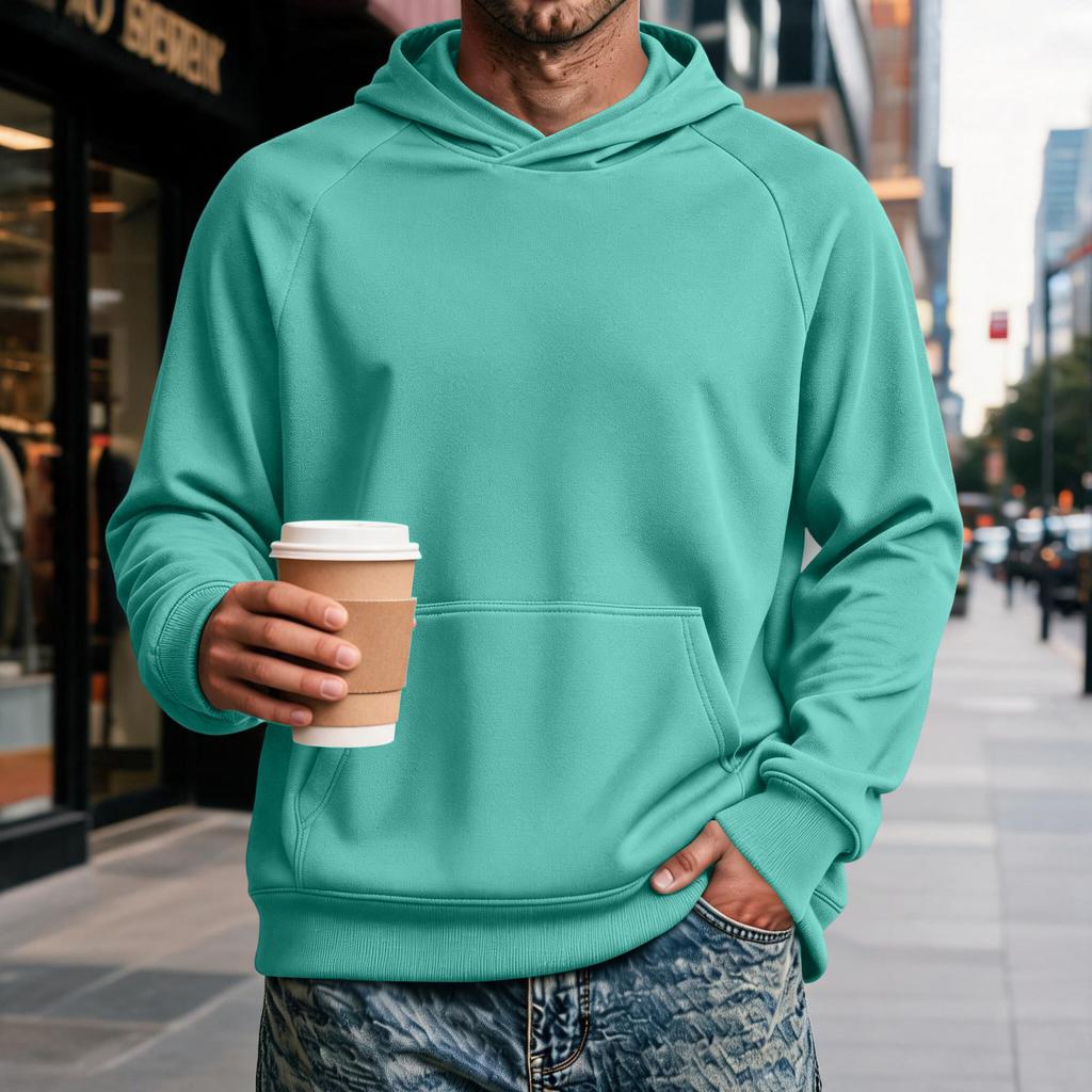 Men's Raglan Hoodie with Pocket - Long Sleeve Casual Pullover