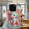 Phone case: 2D flat design suitable for iPhone 18 17 16 15 14 13 Pro protective case, rainbow unicorn, perfect Christmas and Halloween holiday gift