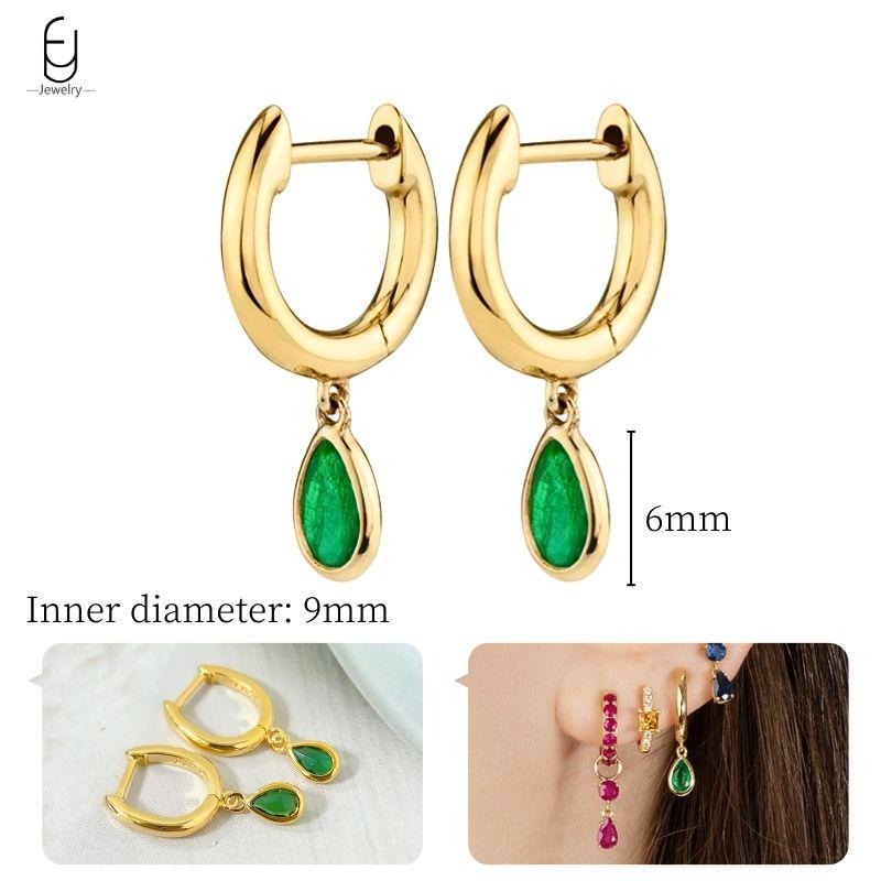 925 Silbernadel Grüne Zirkon Gold Ohrringe Herz Creolen für Damen Zarte Steckerohrringe Luxuriöser Schmuck Geschenke