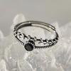 Silver-Black Zircon Index Finger Ring for Women: Niche Design, Fashionable, Colorfast