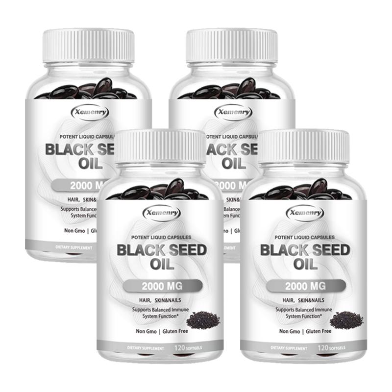 XEMENRY 2000 Mg High Concentration Black Cumin Oil Capsules - For Healthy Skin, Hair, and Nails