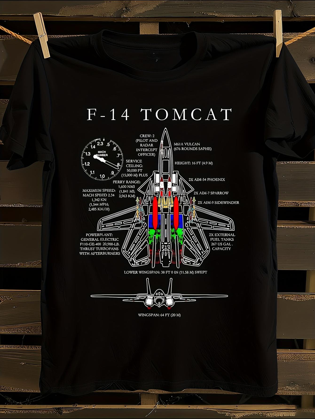 F-14 Tomcat Fighter Jet Specs Graphic T-shirt M