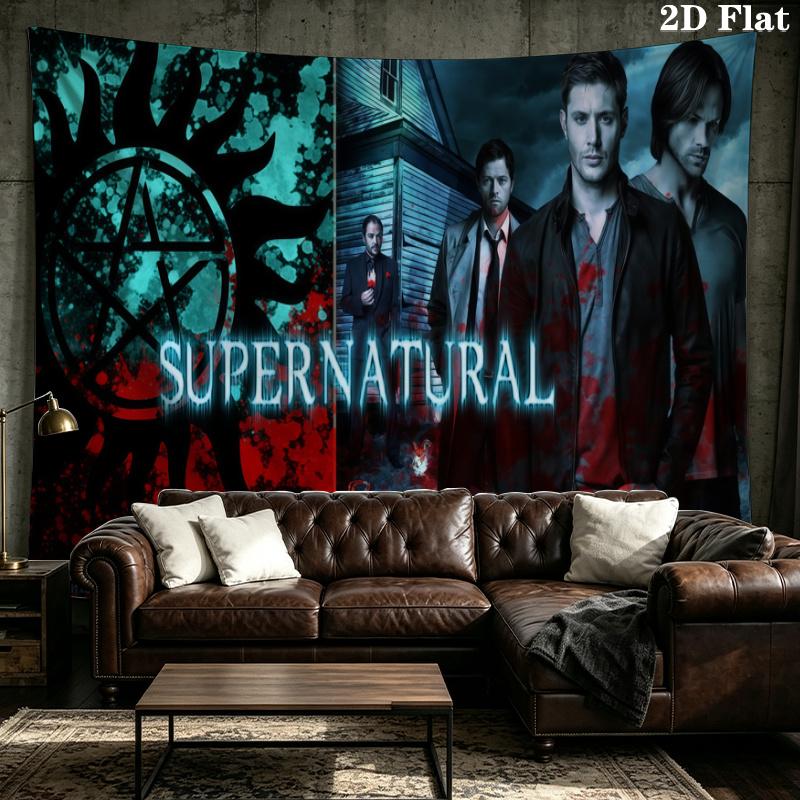 Supernatural Brothers Wall Tapestry Aesthetic Wall Hanging Printed Fabric Blanket Decorative Tapestries for Bedroom Living Room Home Decor