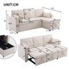 Corner Sofa with Sleep Function: Sofa Bed with Storage, Sleeper Sofa Storage, Cup Holders, Side Pockets, L-shaped, Beige