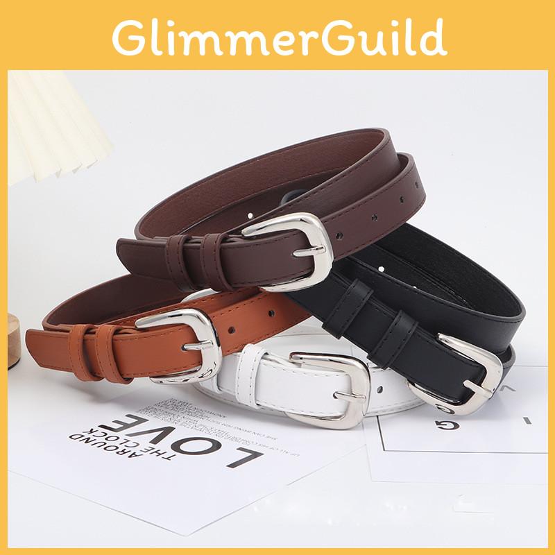 Needle Womens Silver Buckle Slim Belt Premium Minimalist Accessory Versatile