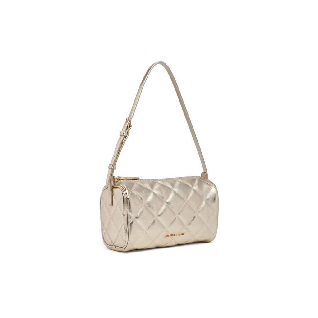 Charles & Keith Quilted Small Square Bag Evening Party Annual Meeting PU Crossbody Shoulder Bag Small Women bags Burgundy Champagne CK2-20701600-A