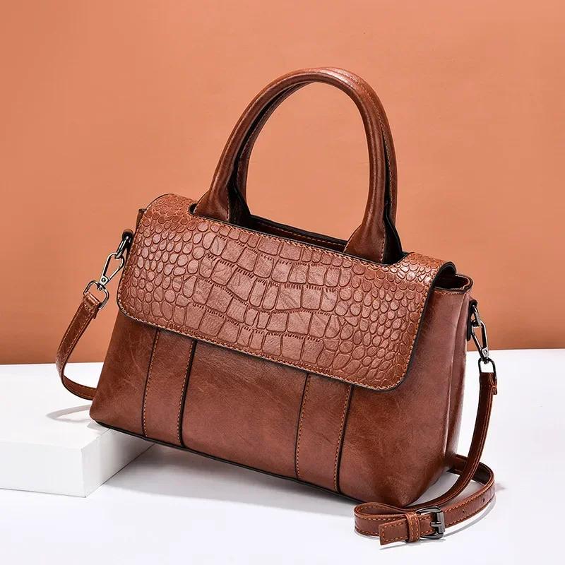 Handbag Women's Large Capacity Women's Bag New Fashi Atmosphere Ste Grain Slant Mother's Bag