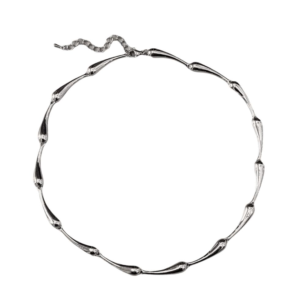 

Shiny Water-like Design Clavicle Chain Silver Color Punk Necklace Bamboo Joint Chain Gifts серебряный