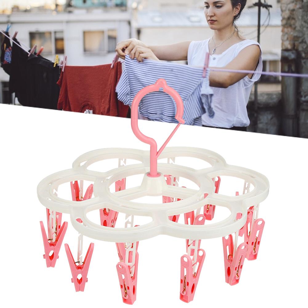 16 Clips Easy Hold Socks Hanger Rack Clothespin Drying Wardrobe Storage Hangers Durable Durable Useful Useful Safe