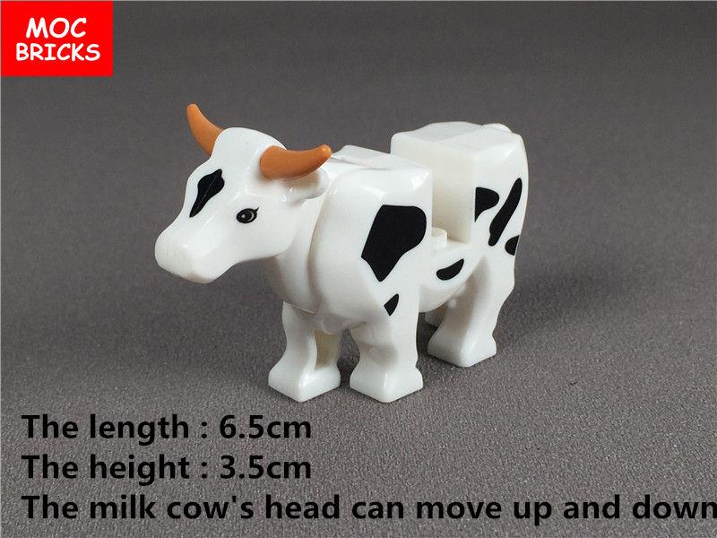 5pcs/lot MOC Bricks Animal Milk Cow Cattle Farm Educational DIY Building Blocks Figure Toys for children Dolls Xmas Gifts