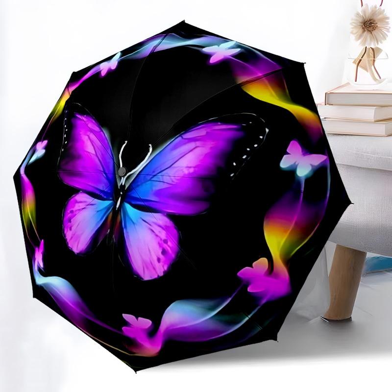 

1pc Butterfly, Floral Automatic Folding Umbrella Durable Iron Frame,All Seasons Home Travel Outdoor Multifunctional Umbrella yy251115129