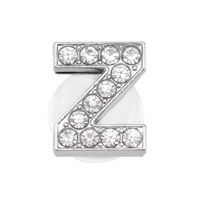 1PC Shoe Charms Glitter Rhinestone Letter Crystal Alphabet Shoes Charm Decorations Jewelry Slider Bracelet Wristbands Accessorie
