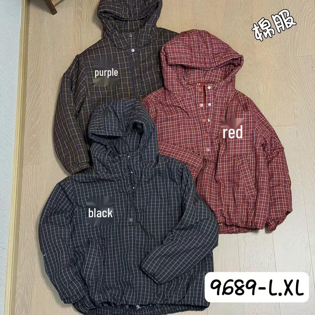 Women`s Versatile Plaid Hooded Double-Sided Cotton